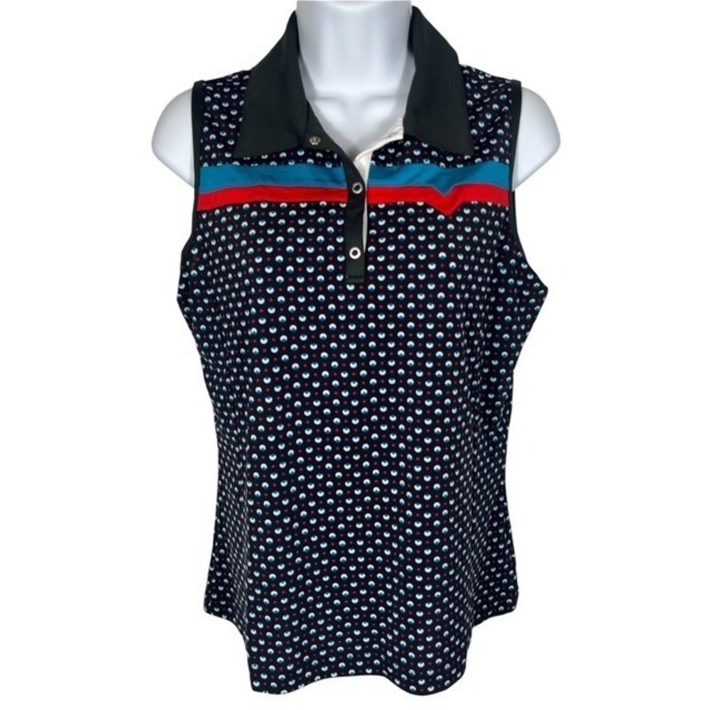 Vintage Tail Womens Sz S Golf Sleeveless Polo Shirt Geometric Pattern Snap- 1613